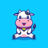 Cute Cow Sitting Cartoon Vector Icon Illustration. Animal Icon Concept Isolated Premium Vector. Flat Cartoon Style