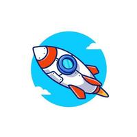 Rocket Launching Cartoon Vector Icon Illustration. Air Transportation Icon Concept Isolated Premium Vector. Flat Cartoon Style