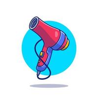 Hair Dryer Cartoon Vector Icon Illustration. Barber Shop Tools Icon Concept Isolated Premium Vector. Flat Cartoon Style