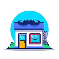 edificio de barbería con ilustración de icono de vector de dibujos animados de icono de bigote. barbería edificio icono concepto aislado premium vector. estilo de dibujos animados plana