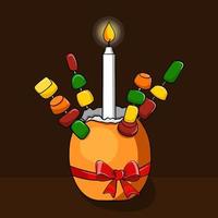 símbolo de christingle tradición de celebrar la navidad en gran bretaña. naranja y vela. patrones sin fisuras vector