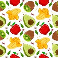 Fruits Seamless Pattern in Flat Design Style vector