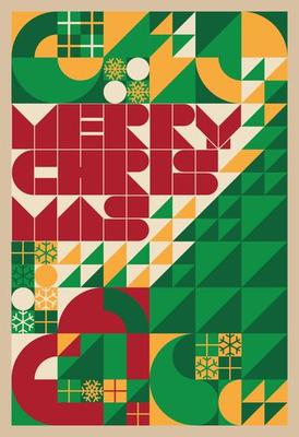Bauhaus Style Geometric Christmas Tree Poster