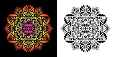 patrón de mandala en estilo de arte tailandés aplicado vector