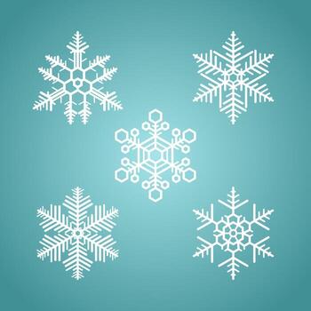 conjunto de 5 patrones de iconos de copo de nieve vector