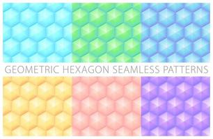 conjunto de colores pastel geométricos patrones sin fisuras hexagonales vector