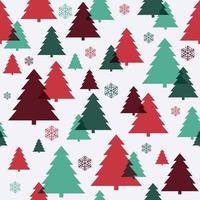 Green Red And Snowflake Christmas Tree Pattern Seamless vector
