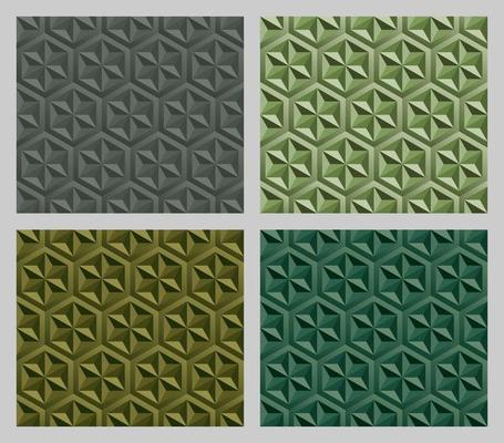 Geometric Hexagram Seamless Patterns Earth Tone Green Color