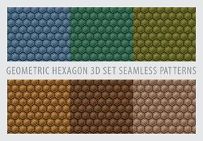 Geometric Hexagon 3D Set Seamless Patterns Color Earth Tone vector