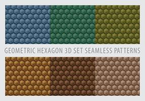 Geometric Hexagon 3D Set Seamless Patterns Color Earth Tone vector