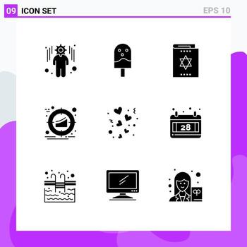 Set of 9 Modern UI Icons Symbols Signs for day product harry potter marketing target Editable Vector Design Elements