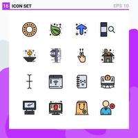 Set of 16 Modern UI Icons Symbols Signs for lamp fire arrows light data Editable Creative Vector Design Elements