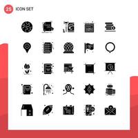 Pack of 25 Modern Solid Glyphs Signs and Symbols for Web Print Media such as dollar money gdpr wireframe mockup Editable Vector Design Elements