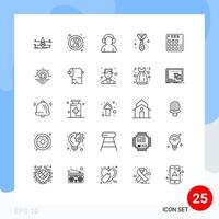 Modern Set of 25 Lines and symbols such as controller clothing avatar tie business Editable Vector Design Elements