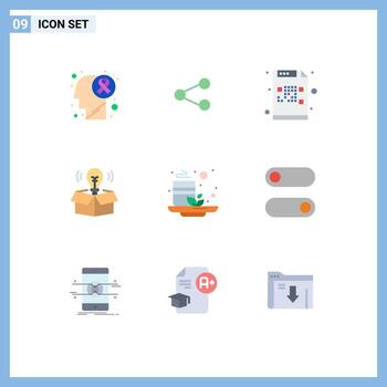 Universal Icon Symbols Group of 9 Modern Flat Colors of green light code idea box Editable Vector Design Elements