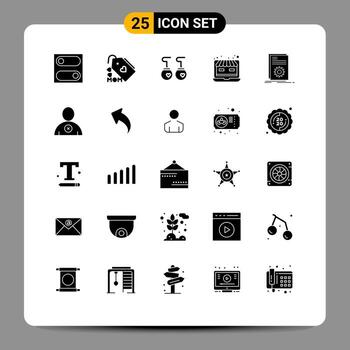 25 Thematic Vector Solid Glyphs and Editable Symbols of file code accessories online store shop Editable Vector Design Elements