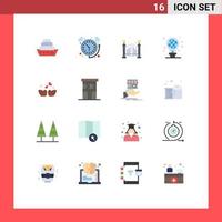 Pictogram Set of 16 Simple Flat Colors of couple birds city light bulb green Editable Pack of Creative Vector Design Elements