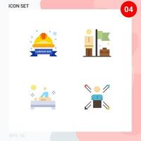 4 Flat Icon concept for Websites Mobile and Apps cap massage helmet achieve table Editable Vector Design Elements