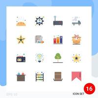 Modern Set of 16 Flat Colors and symbols such as star beach modem pollution emission Editable Pack of Creative Vector Design Elements