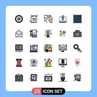 Modern Set of 25 Filled line Flat Colors Pictograph of menu service brain hardware laptop Editable Vector Design Elements