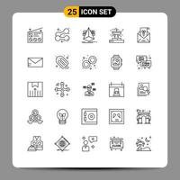 25 Universal Lines Set for Web and Mobile Applications e garden weightlifting fountain tools Editable Vector Design Elements