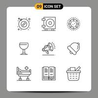 9 Creative Icons Modern Signs and Symbols of alarm security gem gdpr drink Editable Vector Design Elements