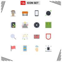 Flat Color Pack of 16 Universal Symbols of contacts space phone planet iphone Editable Pack of Creative Vector Design Elements