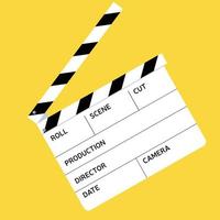 movie clapperboard isolated on yellow background. Vector illustration.