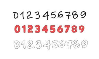 Lettering from numbers from 0 to 9 in different style and color. vector