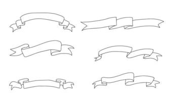 Set of hand draw ribbon in doodle style. Vector illustration.