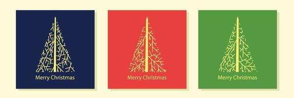 Square Christmas card with Christmas tree. Vector illustration.