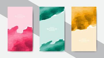 Colorful watercolor stains background design collection for social media template and stories vector