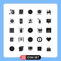 25 Universal Solid Glyphs Set for Web and Mobile Applications living web discount network global Editable Vector Design Elements