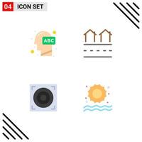 4 Thematic Vector Flat Icons and Editable Symbols of education residences knowledge houses speaker Editable Vector Design Elements