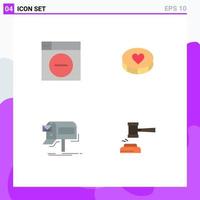 Group of 4 Modern Flat Icons Set for web email minimize love newsletter Editable Vector Design Elements