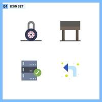 Set of 4 Modern UI Icons Symbols Signs for lock check desk approve arrows Editable Vector Design Elements