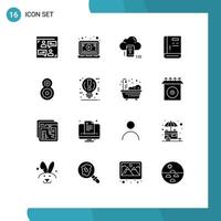 Pack of 16 creative Solid Glyphs of support guide wifi contact connected Editable Vector Design Elements