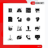 16 Thematic Vector Solid Glyphs and Editable Symbols of file alert develop filmstrip film Editable Vector Design Elements