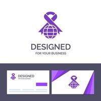 Creative Business Card and Logo template Care Ribbon Globe World Vector Illustration