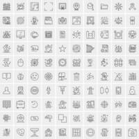 paquete de 100 iconos de líneas universales para móviles y web vector