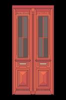 Old door vector art.  Old door isolated on bacl background. old door in style vector. for coloring book
