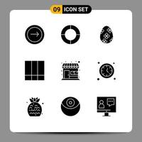 9 User Interface Solid Glyph Pack of modern Signs and Symbols of market store lines decoration layout grid Editable Vector Design Elements