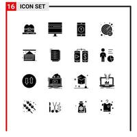 Pictogram Set of 16 Simple Solid Glyphs of wrong mistake application miss sent Editable Vector Design Elements