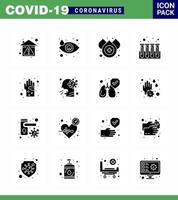 COVID19 corona virus contamination prevention Blue icon 25 pack such as dirty tubes tear test blood viral coronavirus 2019nov disease Vector Design Elements