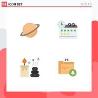 Modern Set of 4 Flat Icons Pictograph of planet element flag management document Editable Vector Design Elements