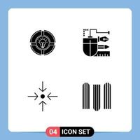 Modern Set of 4 Solid Glyphs and symbols such as bulb scale light drawing collapse Editable Vector Design Elements