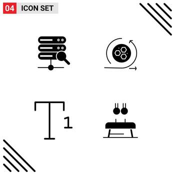 Pictogram Set of 4 Simple Solid Glyphs of web exercise modeling scince gymnastic Editable Vector Design Elements