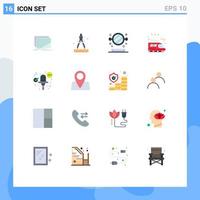 Universal Icon Symbols Group of 16 Modern Flat Colors of record microphone bathroom transport public Editable Pack of Creative Vector Design Elements