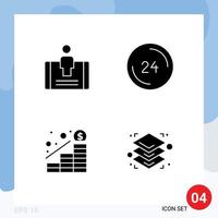 4 iconos creativos signos y símbolos modernos de crecimiento del cliente beneficio de reloj social elementos de diseño vectorial editables vector