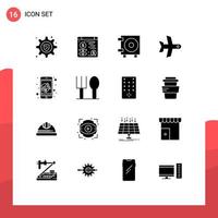 Set of 16 Commercial Solid Glyphs pack for baby mobile wallet marketing vehicle Editable Vector Design Elements